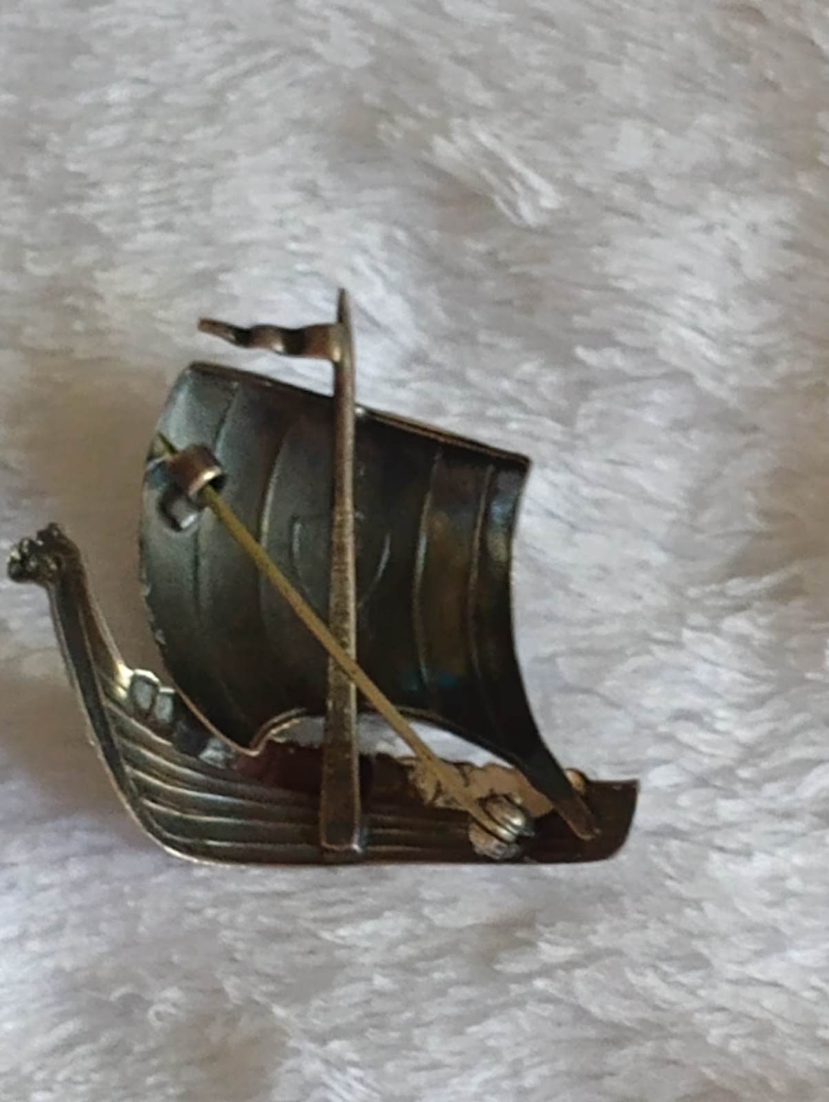 925 Signed ET Erik Thimann Viking Ship Boat Brooch Pin Vintage Denmark