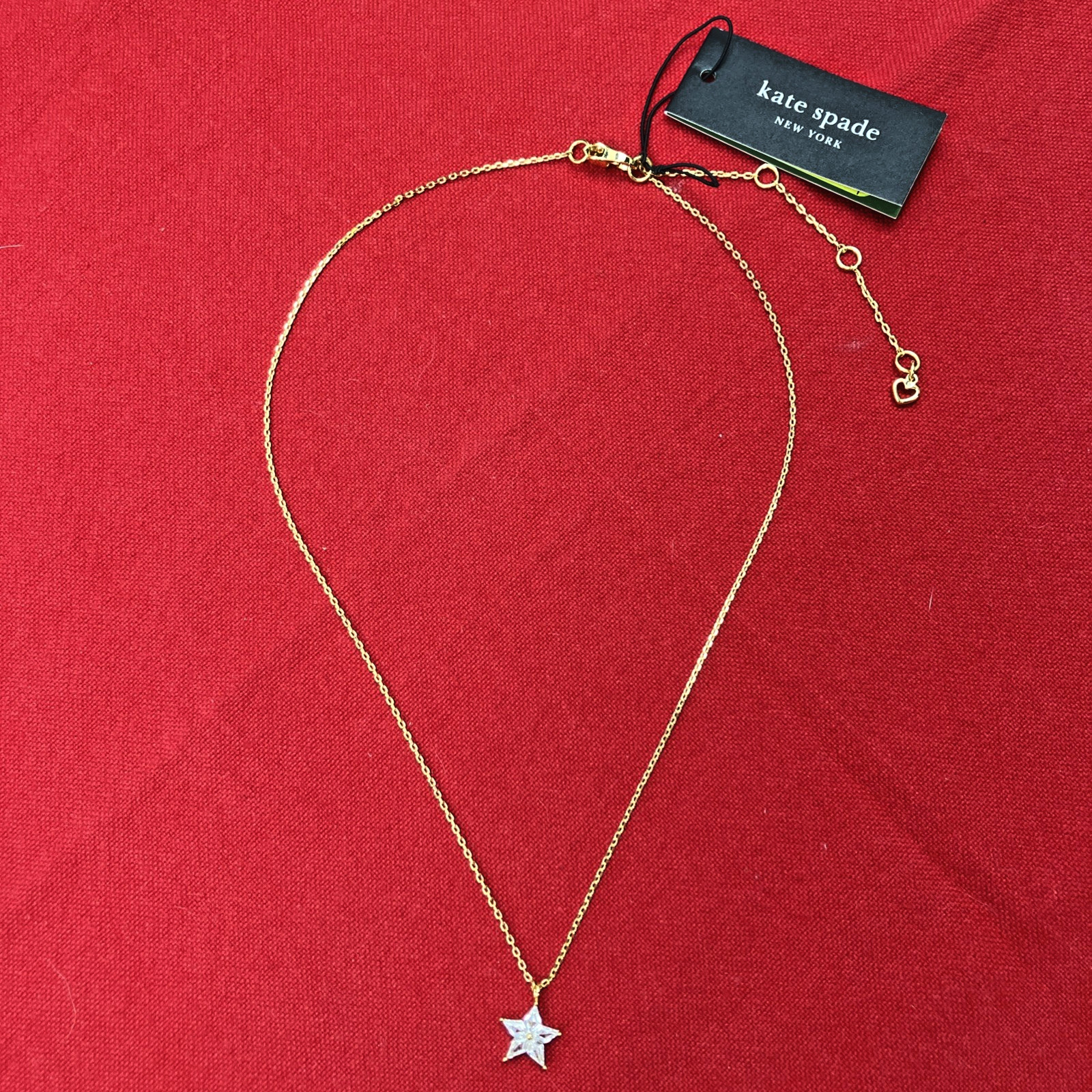Kate Spade COSMOS Star Pendant Necklace Goldtone Clear CZ NWT RP $58