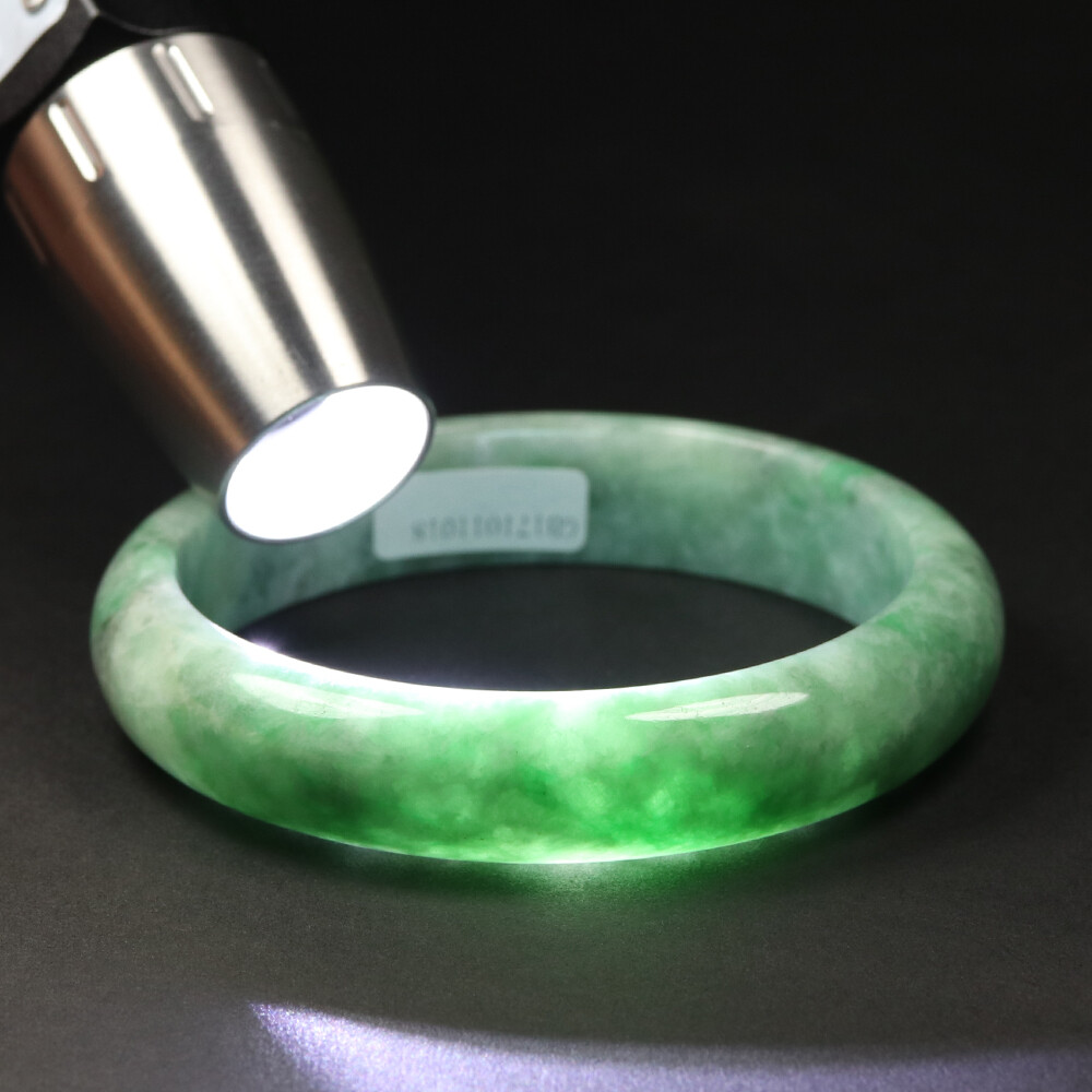 61mm Certified Grade A 100% Natural Green Jadeite Jade Bangle Bracelet SEC02089