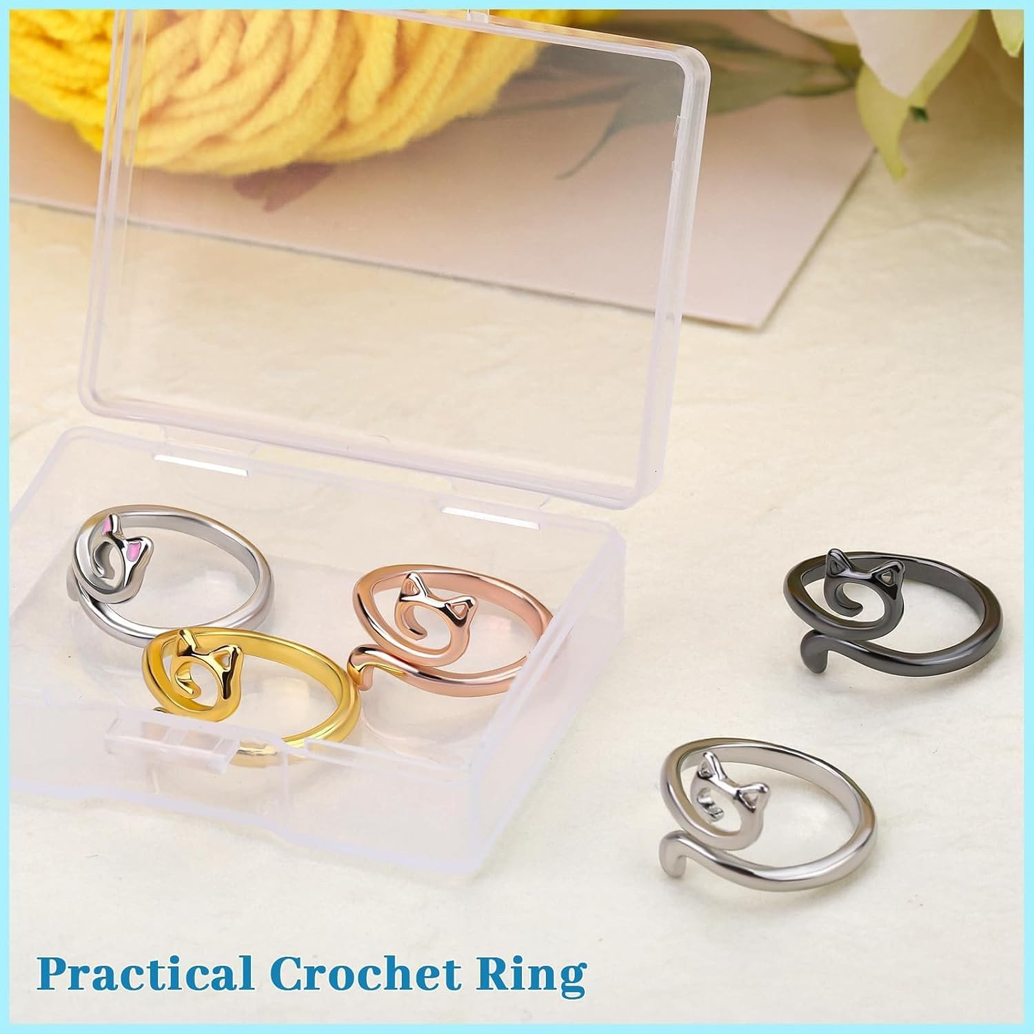 5 Pcs Crochet Ring, Adjustable Crochet Tension Rings, Yarn Ring for Finger | FOU