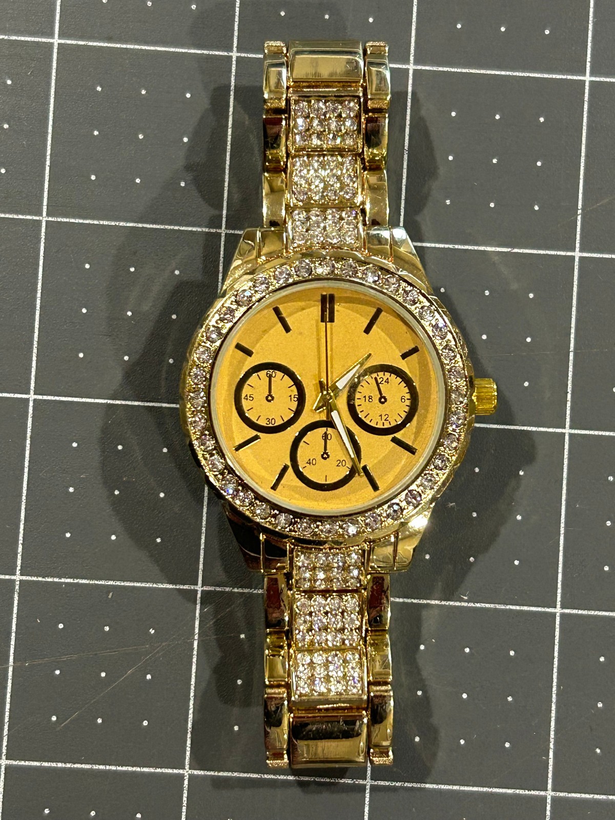 Men’s Jewelled Analog Watch Untested New Old Stock with Stop Watch CH16