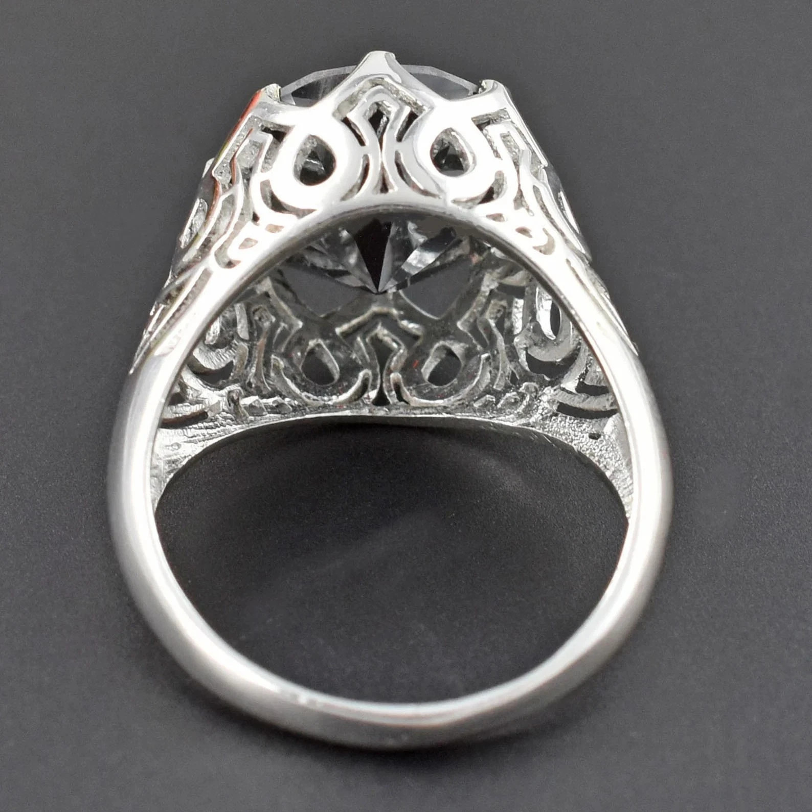 Certified Round Cut 13.10 Ct Black Diamond Ring-925 Sterling Silver Beautiful