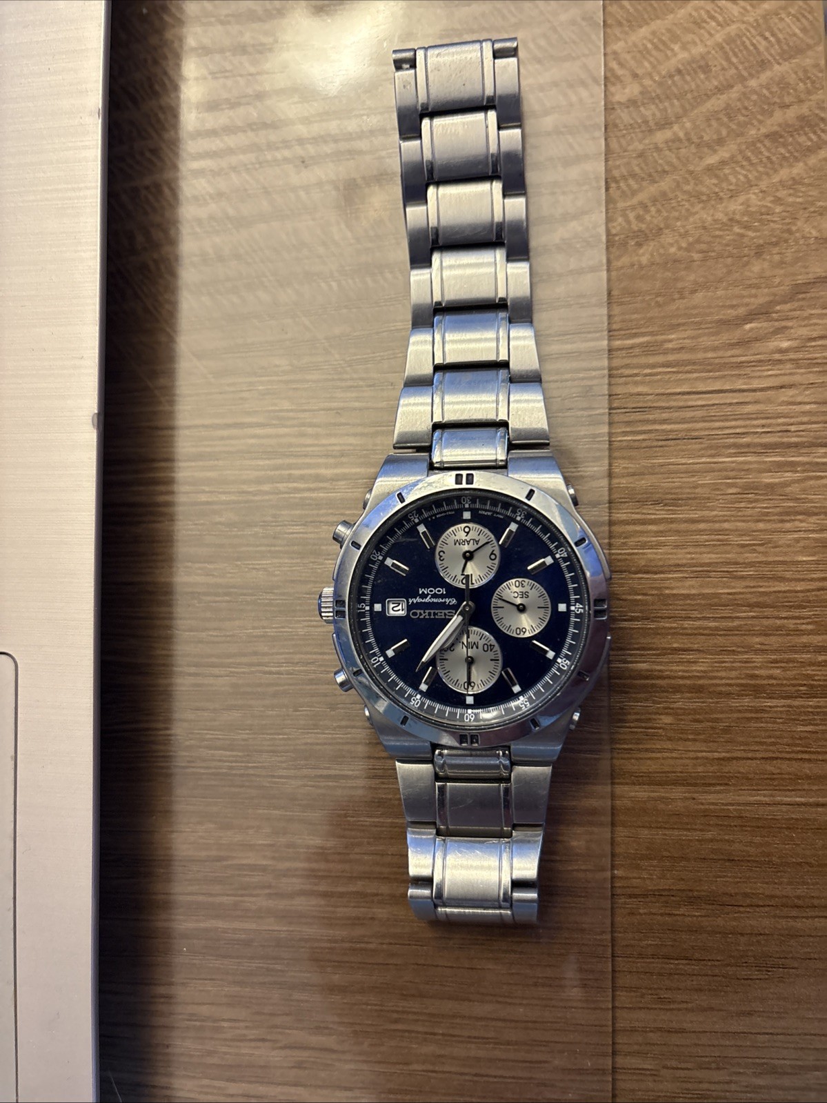 Seiko 7T62-0FY0 Alarm Chronograph 100M Men’s Watch Stainless Steel