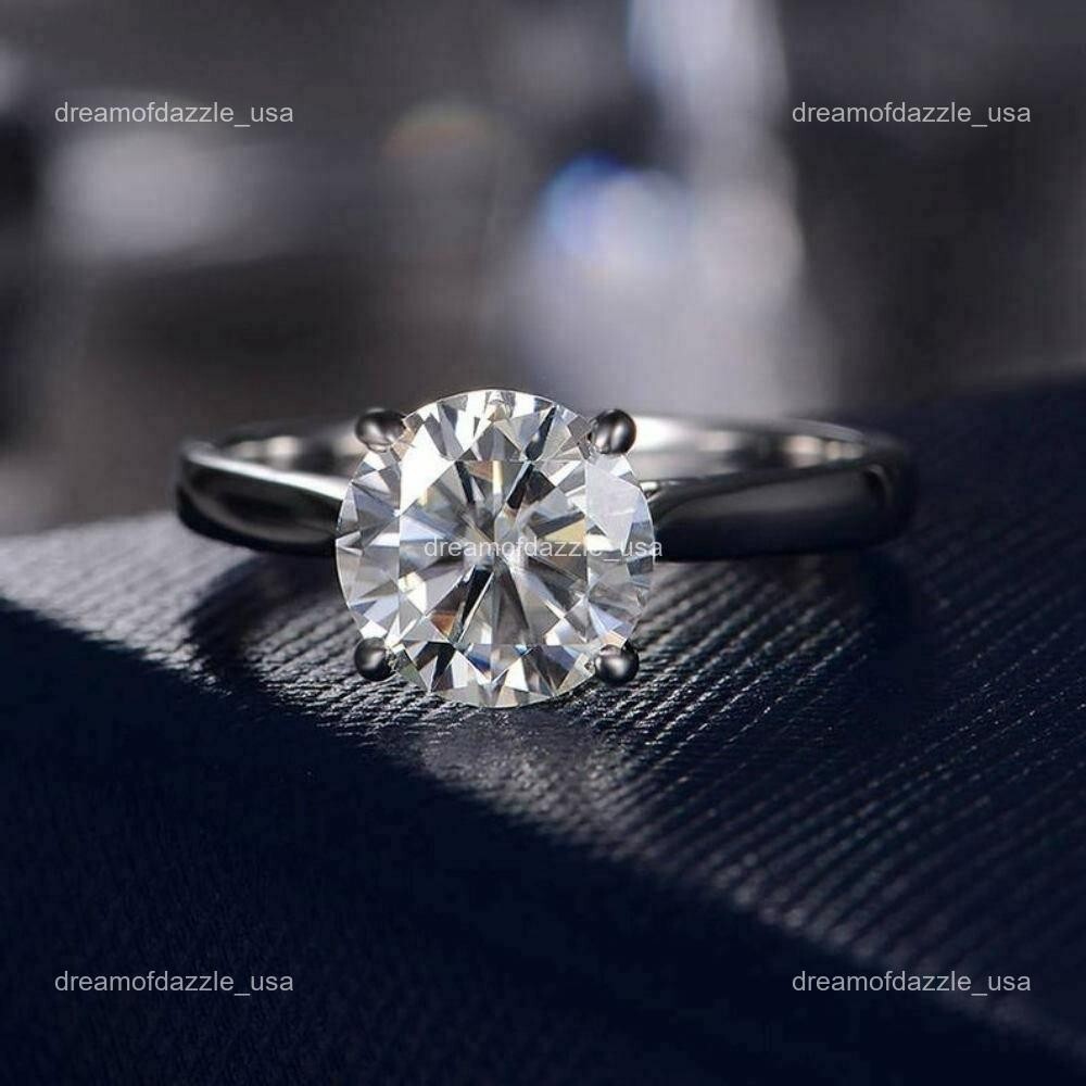 14K White Gold Lab Grown Diamond No Stone Statement Anniversary Solitaire Ring