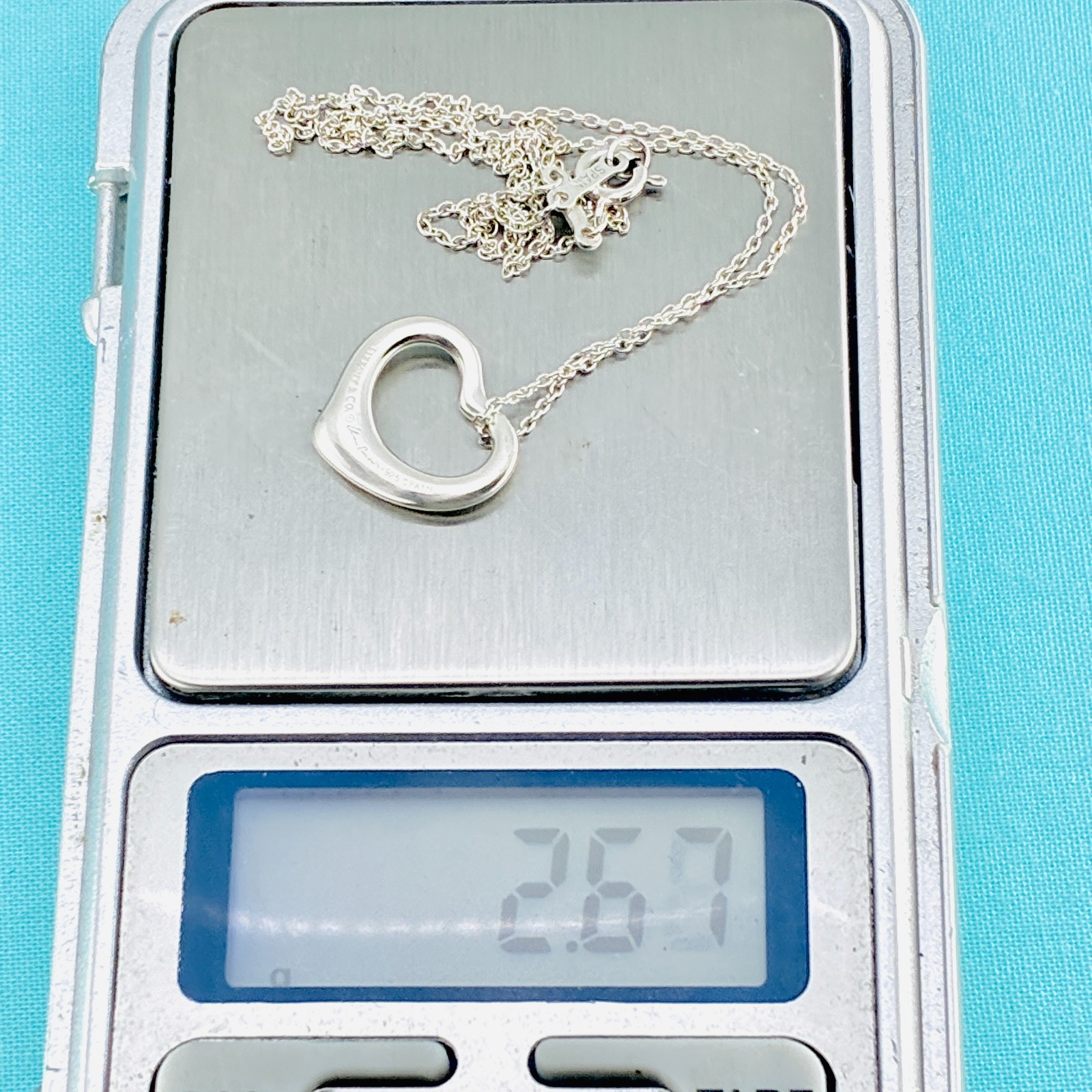 Tiffany & Co. Small Open Heart Pendant Necklace Elsa Peretti Sterling Silver925