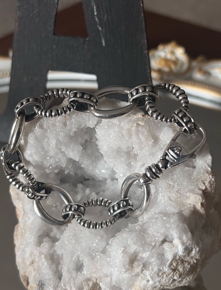 LAGOS Silver Oval Link Chain Bracelet, Lobster Clasp, 7.6-8 in