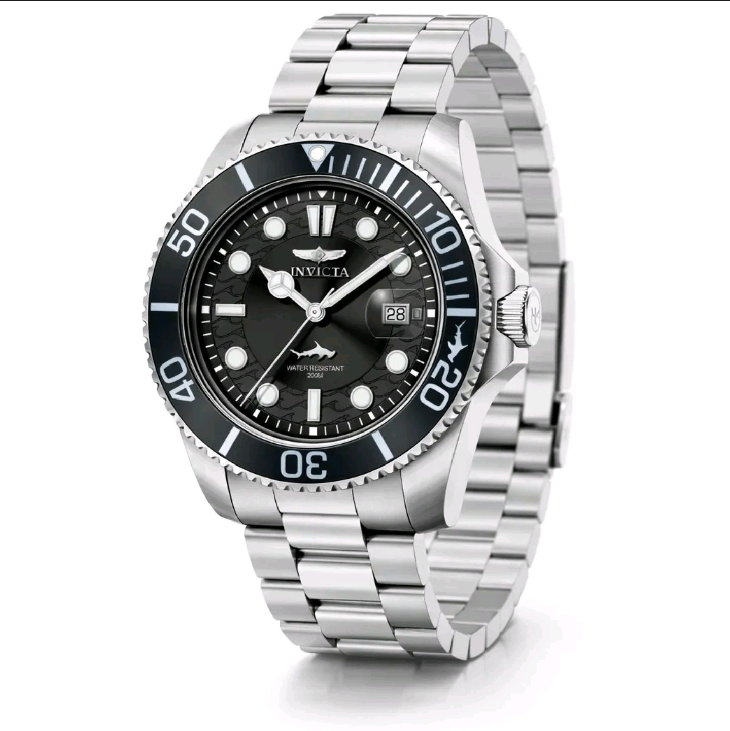 Invicta Pro Diver 42mm Black Dial Bezel Stainless Steel Mens Quartz Watch 50824