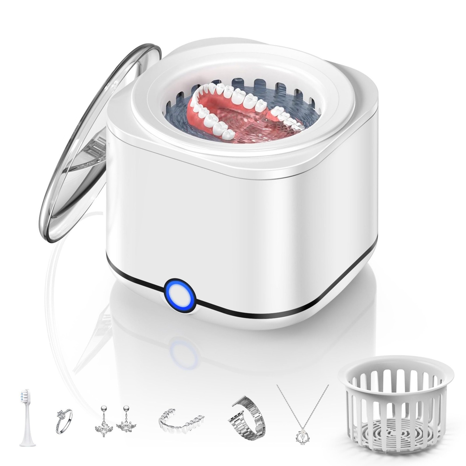 Ultrasonic Retainer Cleaner, 48kHz 7.8OZ Dental Cleaning Pod