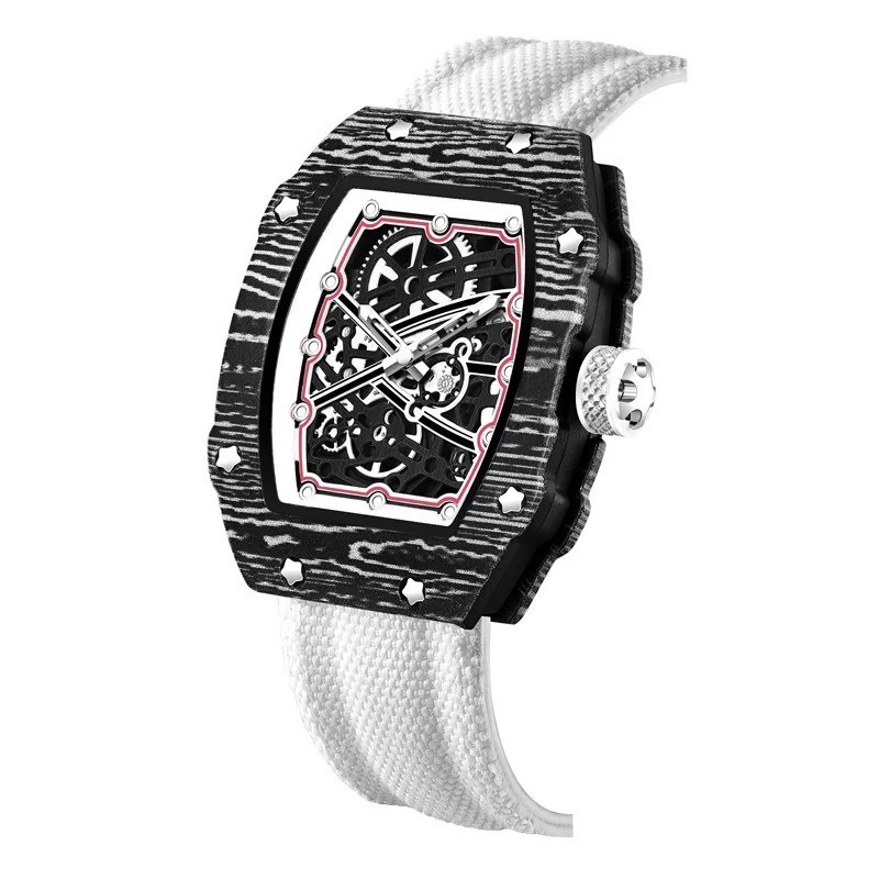 Ultra-Thin Wine Barrel Shaped Quartz Watch Nylon Strap Waterproof Casual Watch