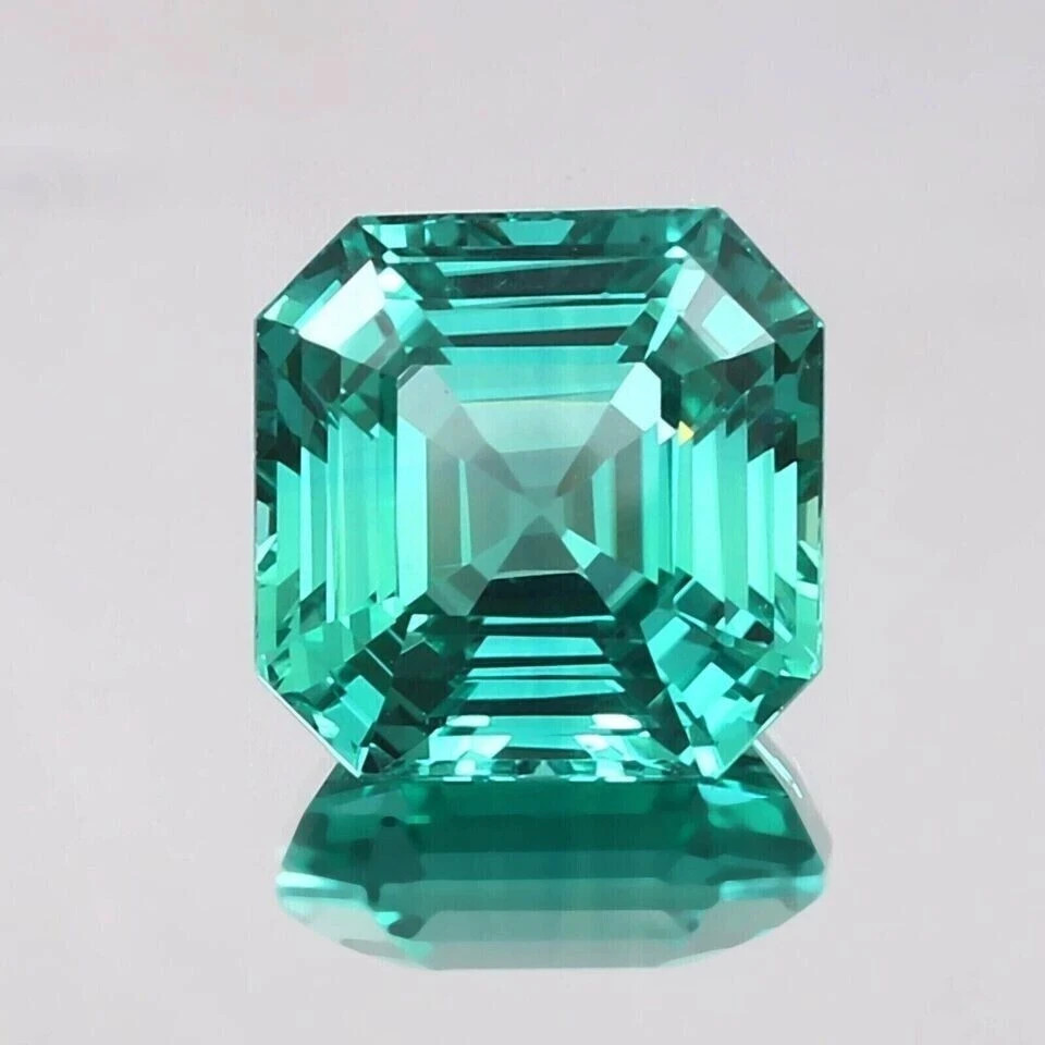 14 Ct+ Natural Green Sapphire Asscher Cut Flawless Certified Loose Gemstone