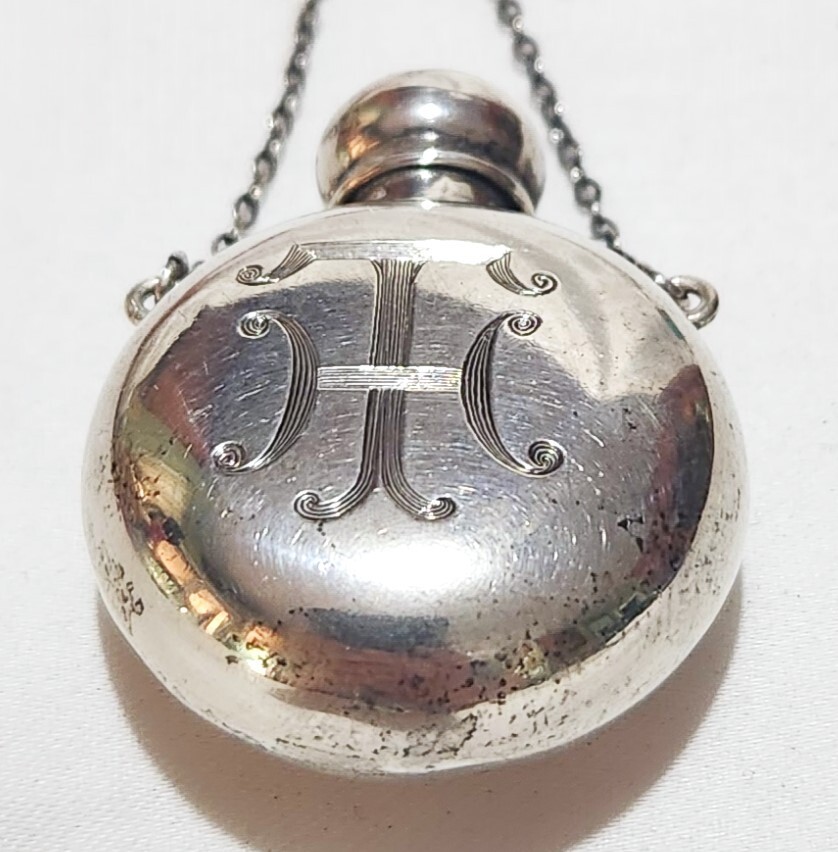 Theodore Foster & Bro F & B Sterling Silver Chatelaine Perfume Flask Pendant