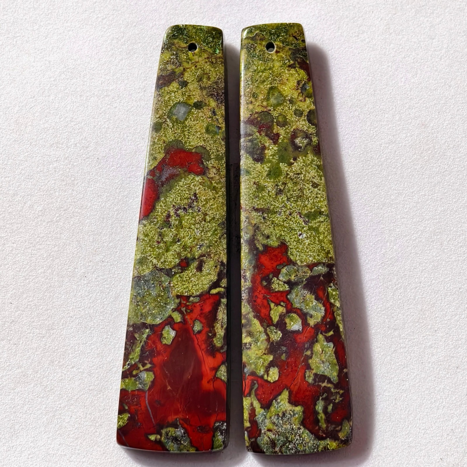 79 Cts Natural Dragon Blood Jasper Drilled Pair Cabochon Gemstone 57.5 X 14.3 MM