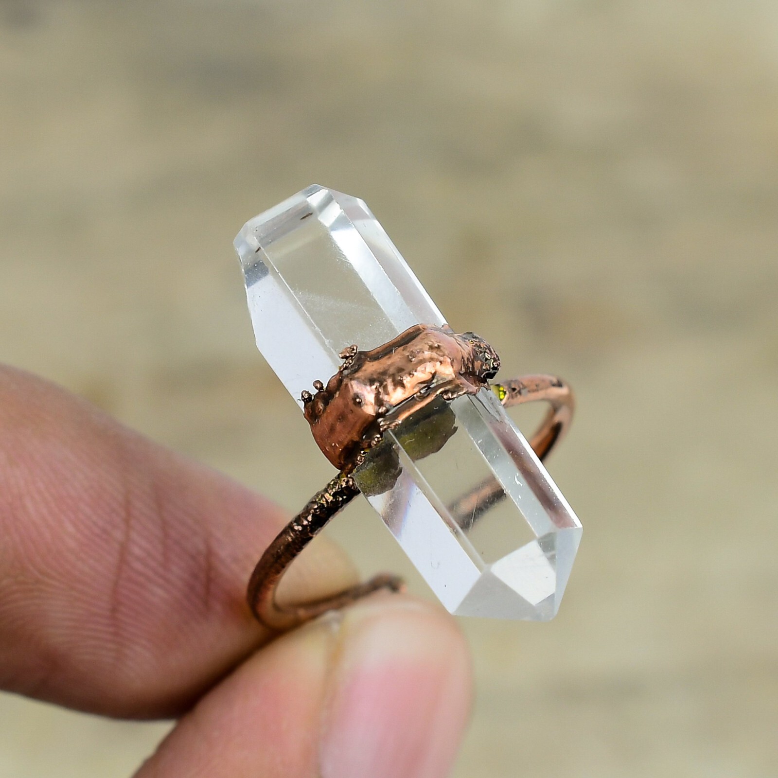 Crystal Electroformed Stackable Adjustable Ring Size Adjustable Copper