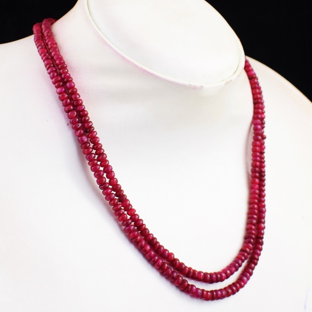 Most Beautiful 218 Cts Natural Red Ruby Round Shape Beaded Necklace SK 13E467