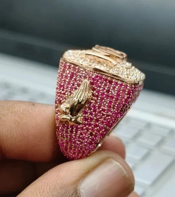 Men’s 5TCW Round Lab Created Customize Name Wedding Ring Rose Gold Plated