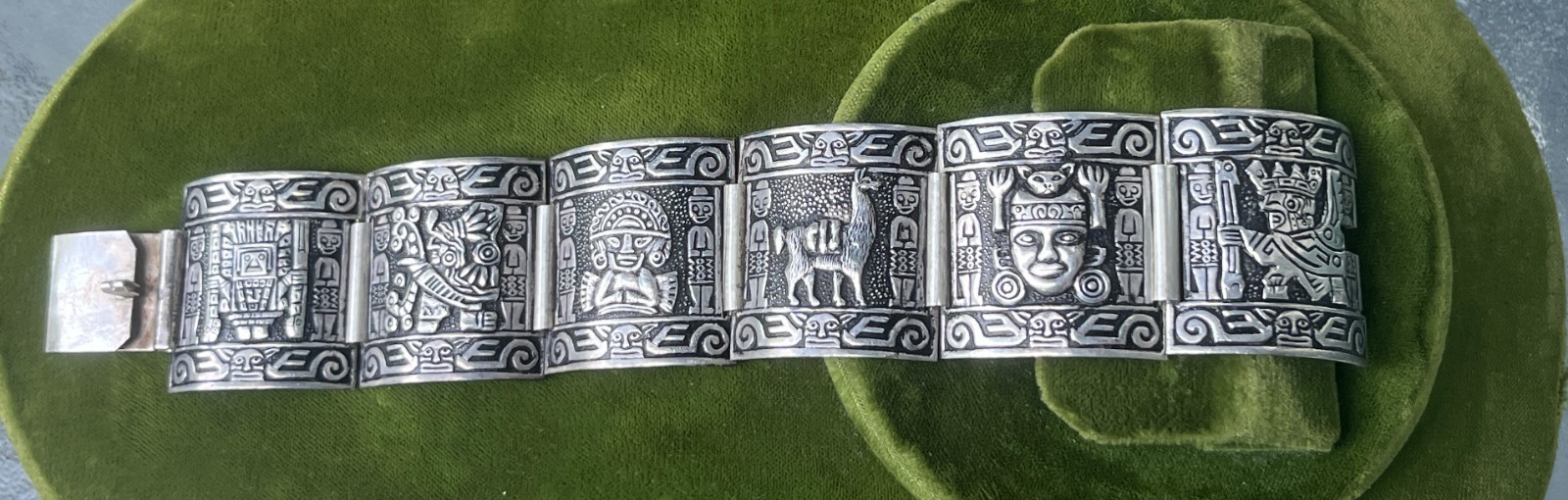 Vintage Sterling Silver 925 Peruvian PERU Panel Link Storyteller Bracelet
