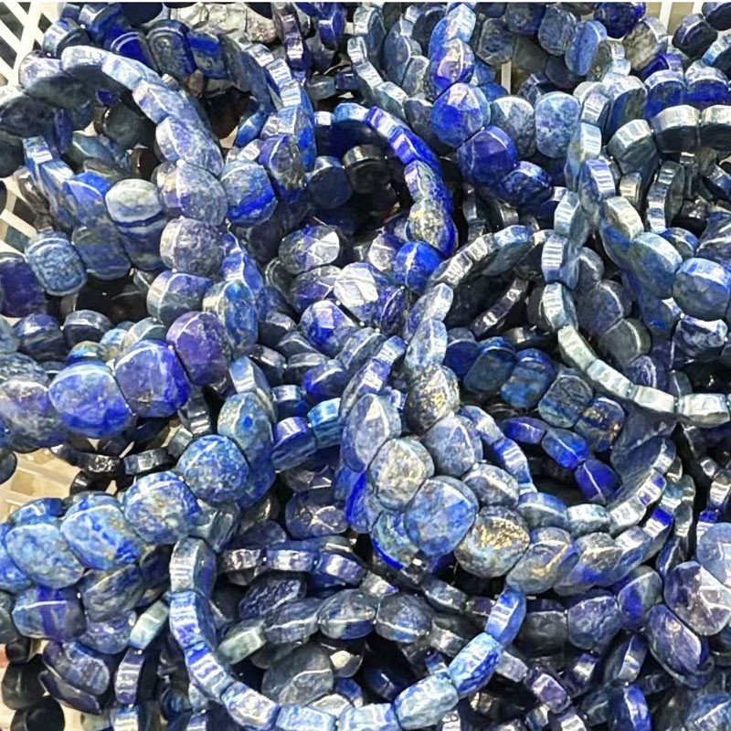 1 Strand 15x10mm Faceted Lapis Lazuli Double Holes Stretchy Bracelet 7.5″ L456