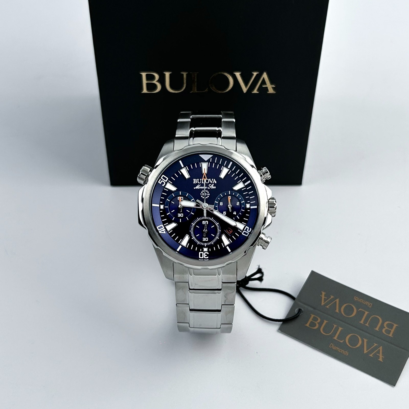Bulova Classic Marine Star Blue Dial Chronograph 96B256 Men’s Quartz Watch