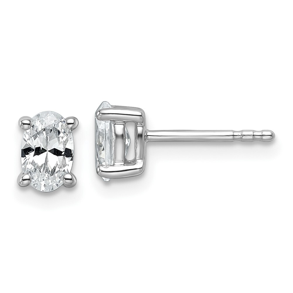 14k White Gold Cert 5.85×4.2mm Oval Lab Grown Diamond Stud Earrings (VS, D-E)