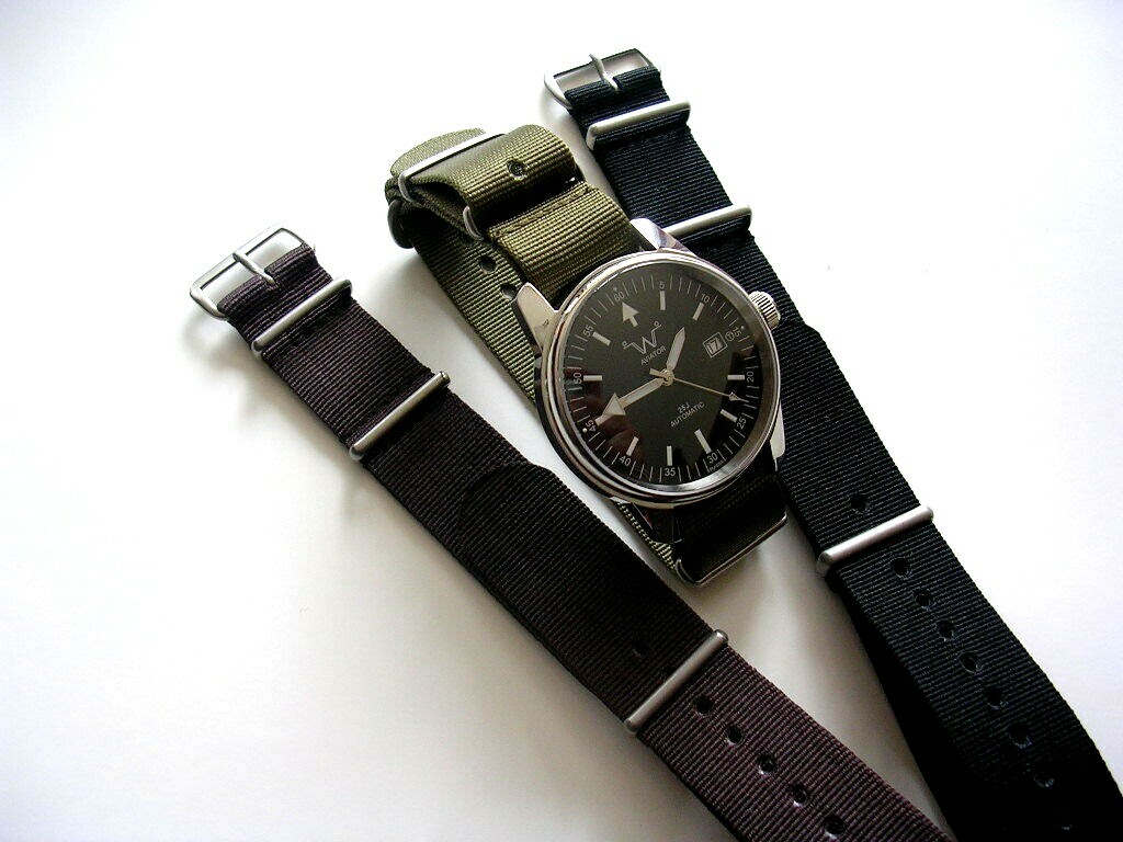 20mm Green NATO G10 Ballistic nylon Military combat watch band 2 pak IW SUISSE
