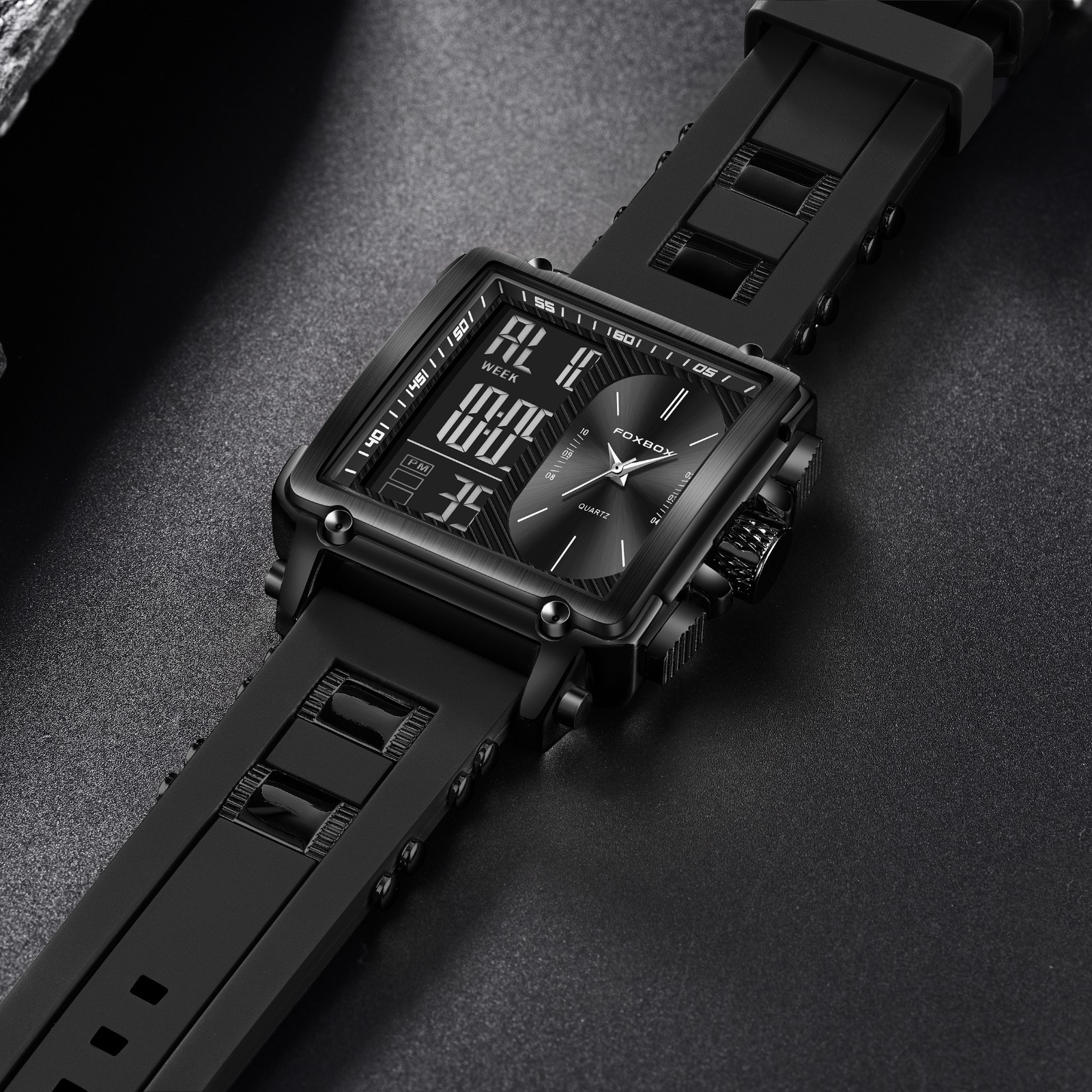 LIGE Sport Watch Men Military Square Big Dial Male Quartz Digital LED Wristwatch