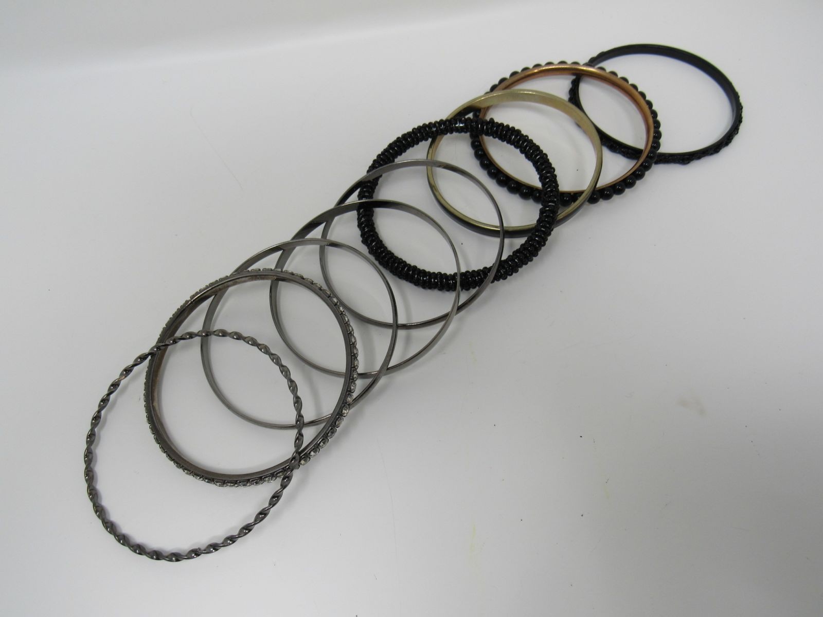 Designer Bangle Bracelet Set of 9 Black/Silver/Gold Female Adult