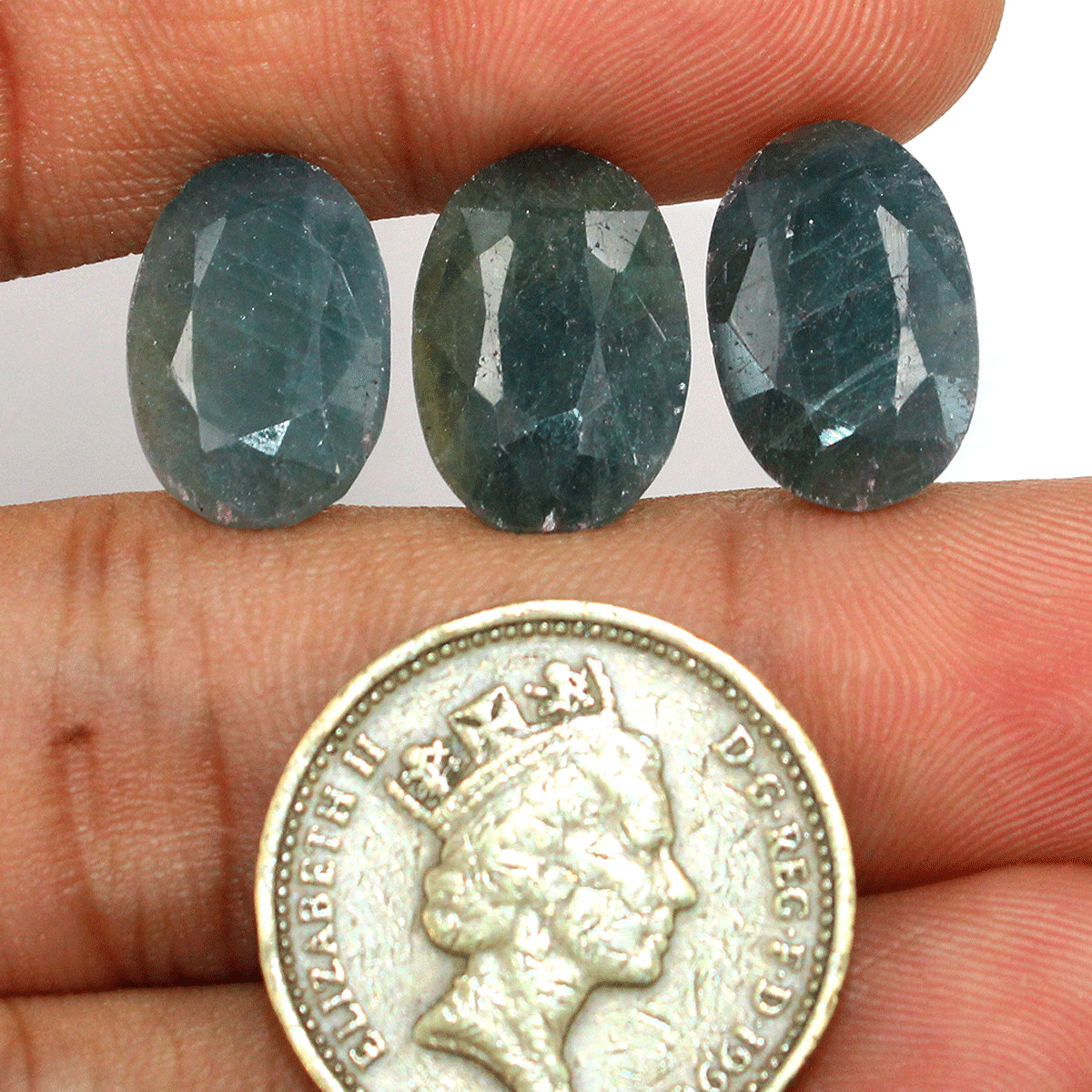 3 Pcs Madagascar Natural Blue Sapphire 15.4mm-15.7mm Oval Faceted Cut Gemstones