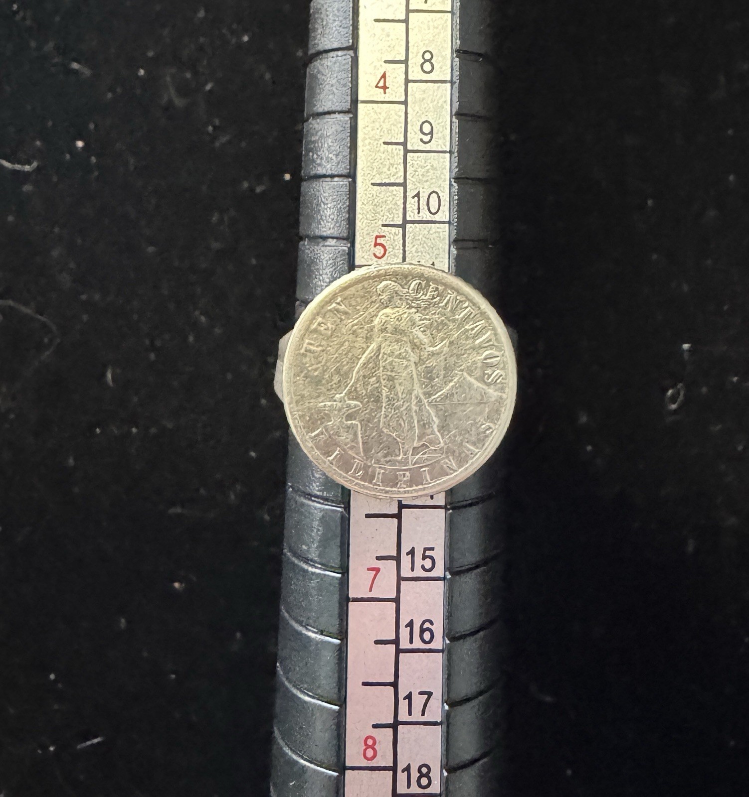 Vintage 1946 Philippines Silver 10 Centavos Coin Ring Size 5.5 Victory Eagle