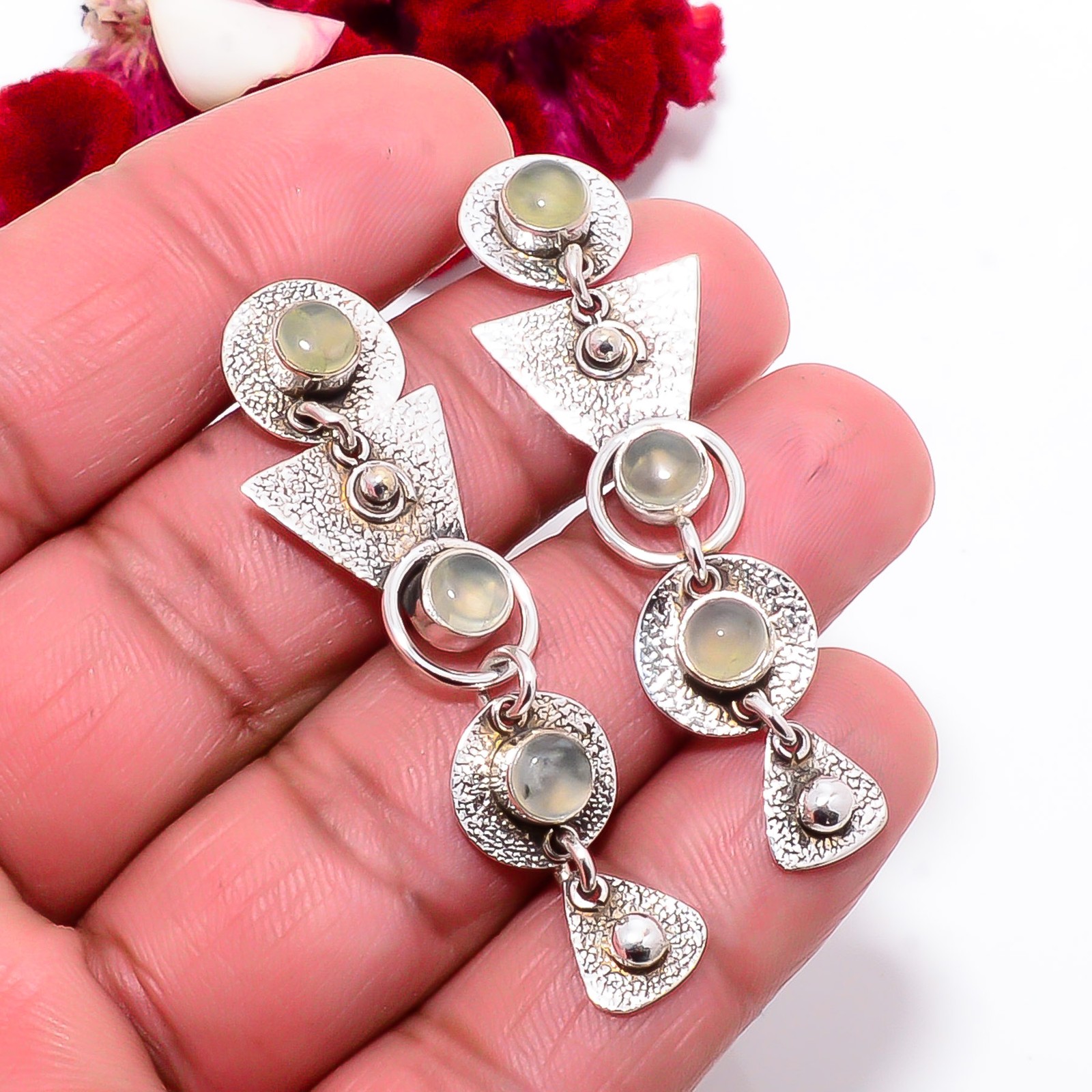 Prehnite – South Africa 925 Sterling Silver Earring 1.95 Sk50, Christmas Gift