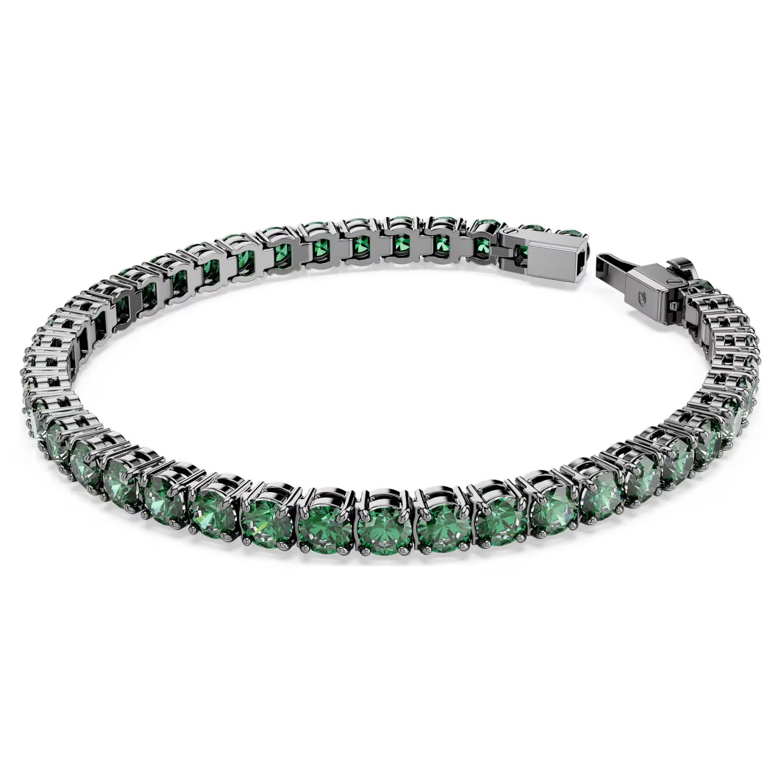 Swarovski Matrix Tennis Bracelet, Green, Ruthenium Plated 5743447 (Size M)