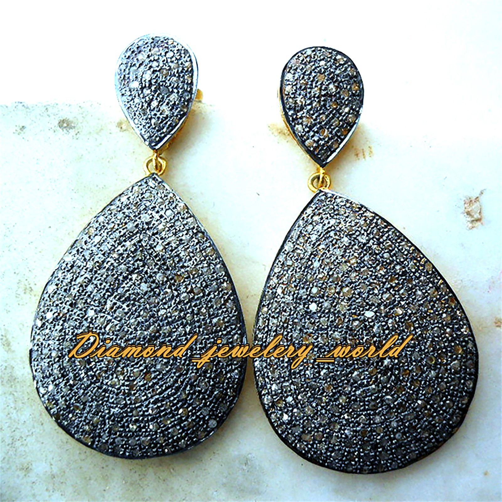 Victorian 5.85ctw Genuine Old Mine Pave Rose Cut Diamond Silver Earring Jewelry