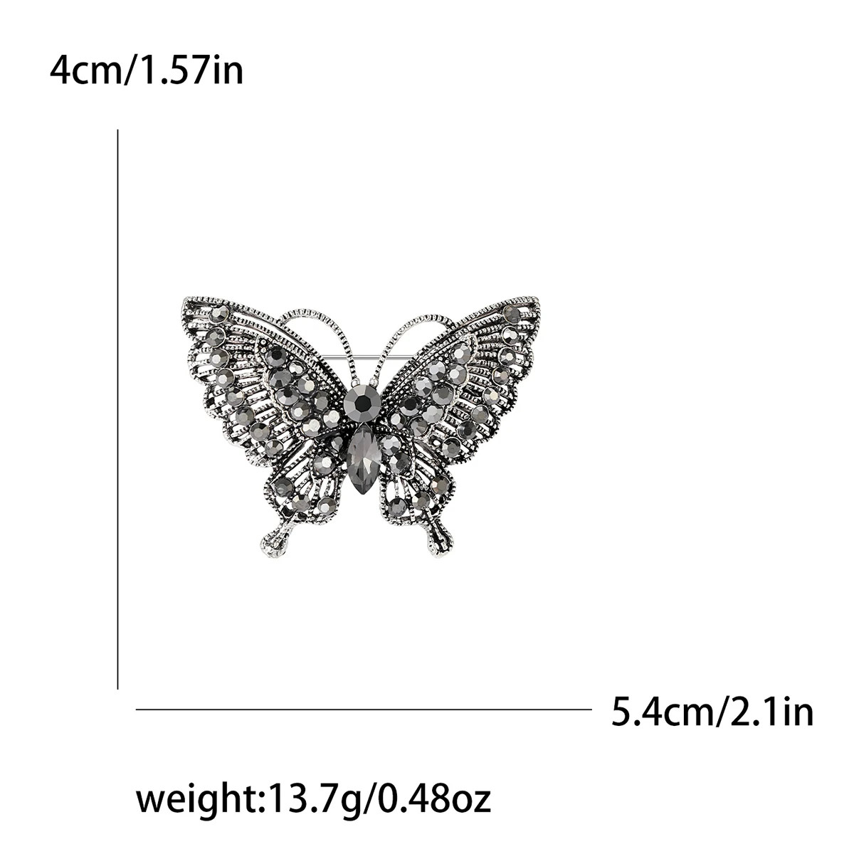 Metal Tone Rhinestone Butterfly Brooch Unisex Insect Wing Brooches Jewelry