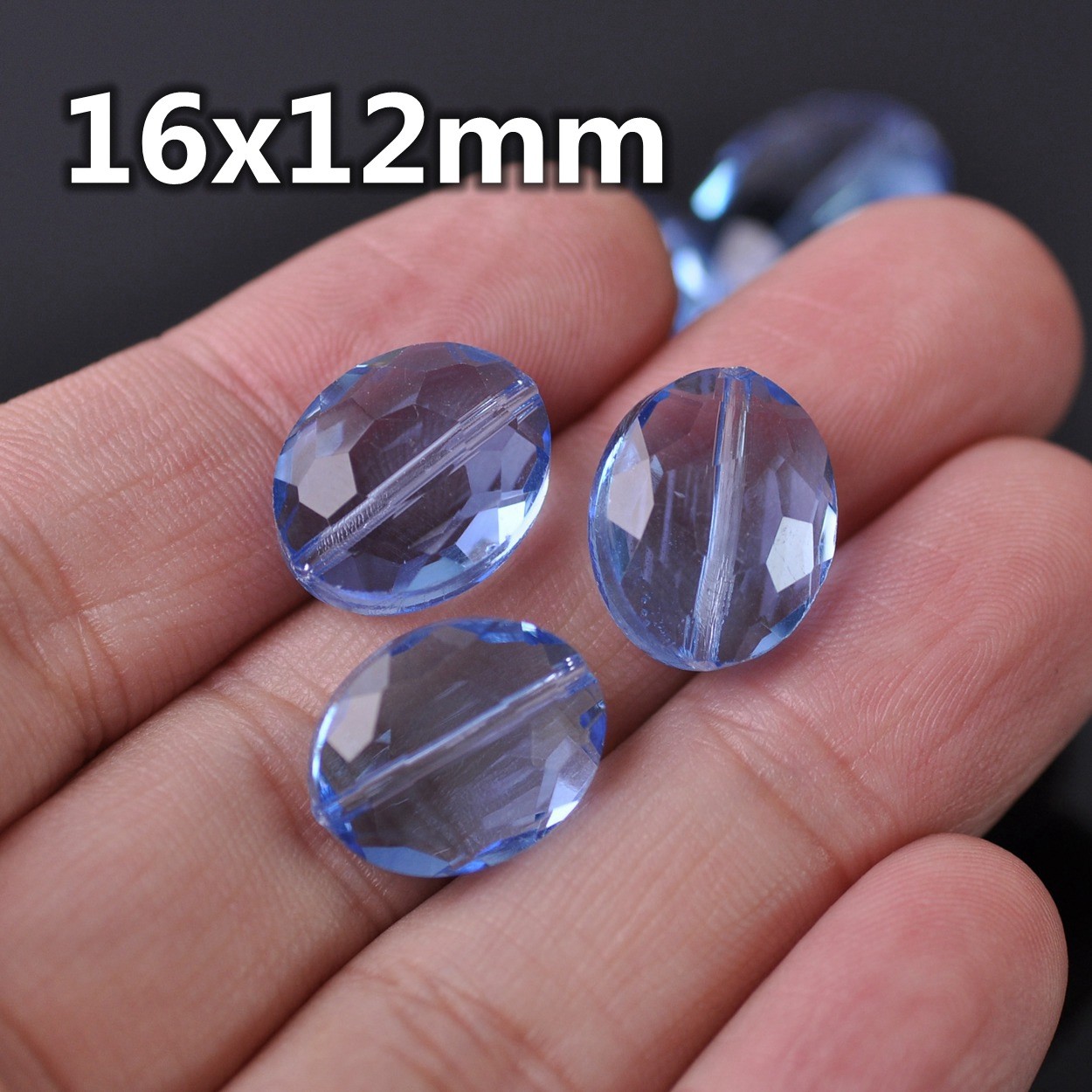 10pcs Oval Faceted 12x9mm 16x12mm 20x16mm Colorful Crystal Glass Loose Beads Lot