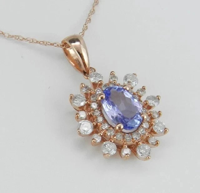 Gorgeous 2.30Ct Oval Cut Simulated Tanzanite Pendant In 14k Yellow Gold Plated