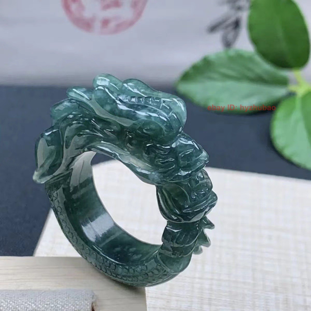 Certified Natural Burma Grade A Jade jadeite Carved Dragon Men Women Lucky Ring