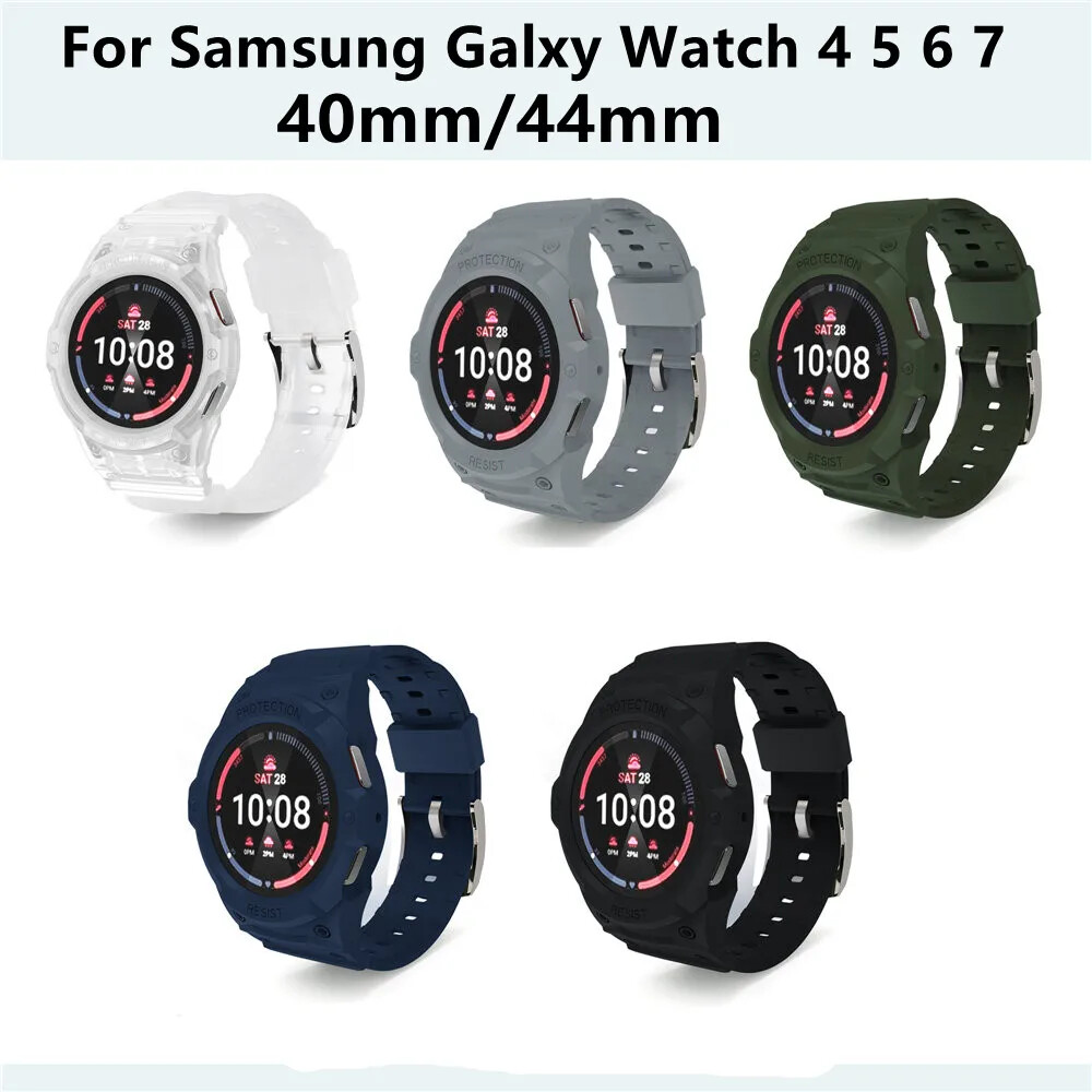 TPU Rugged Sport Band Strap Case Cover For Samsung Galaxy Watch 7 6 5 4 40/44mm