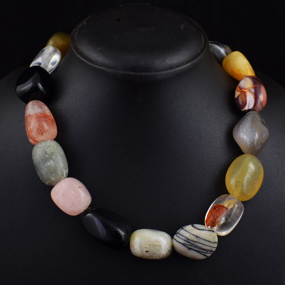 1109 Cts Earth Mined Single Strand Mix Gem Beaded Necklace Jewelry SK 35E443