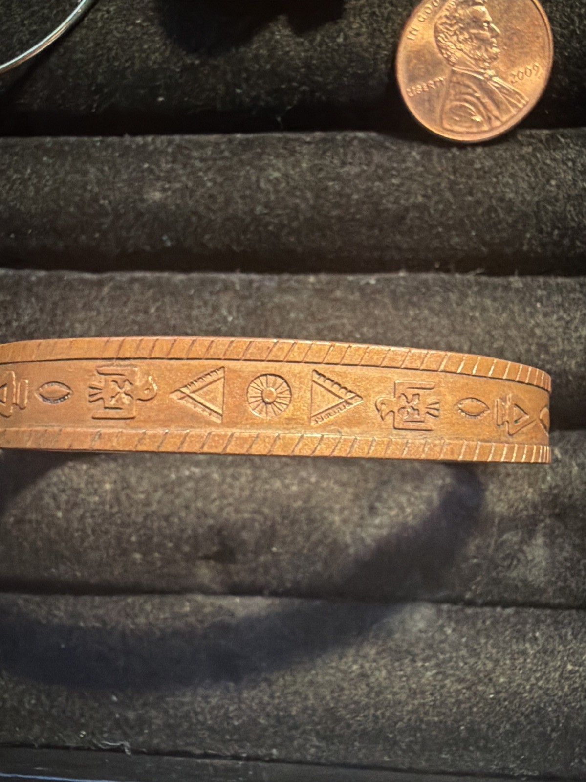 Navajo Fred Harvey Engraved Solid Copper Cuff bracelet Size 6 1/2