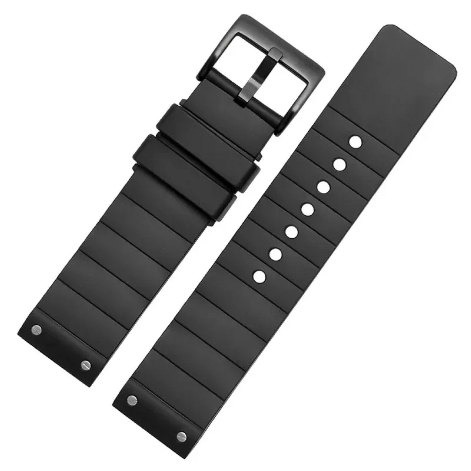 23mm Watchband For Cartier Santos 100 Rubber Band Black Rivet Silicone Strap