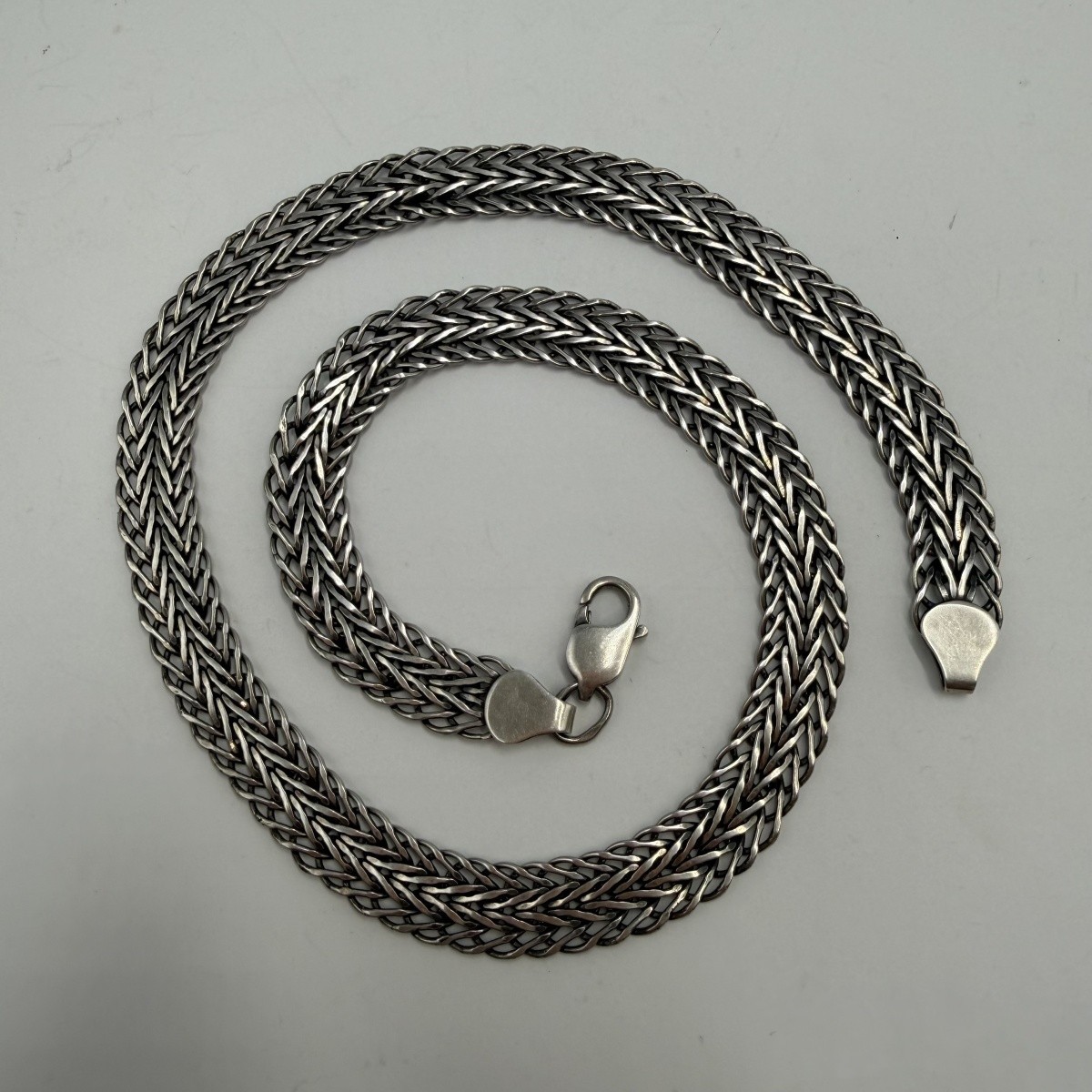 Heavy Vintage 925 Sterling Silver Foxtail Men’s Chain Necklace Jewelry Oxidized