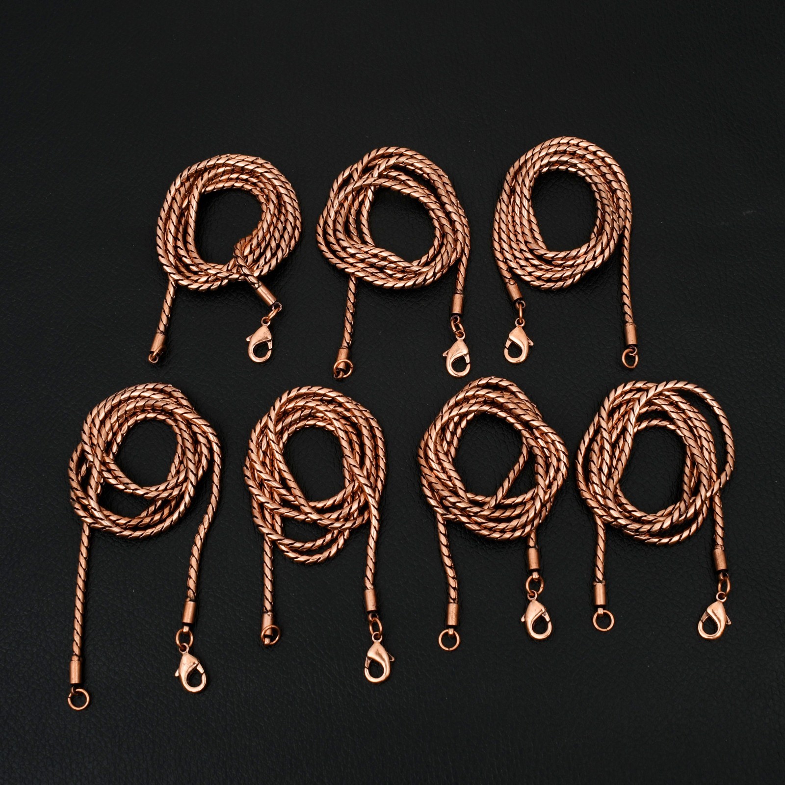 7 Pcs 22″ Copper Bead & Hook Lobster Clasp High Finished Snake Chain LOT-132