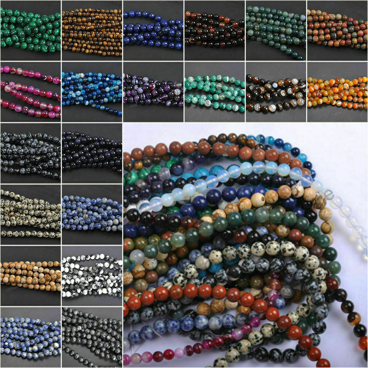 Wholesale Natural Gemstone Round Spacer Loose Beads 4MM 6MM 8MM 10MM 12MM