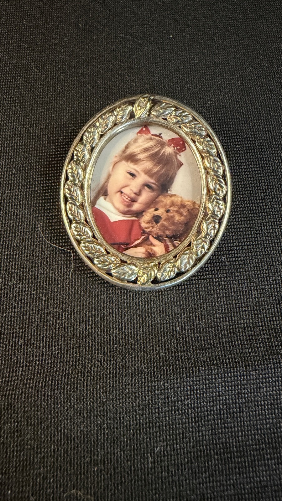 Vintage Sterling & 1OK Gold Diamond Eisel Back Picture Frame Brooch/Pendant