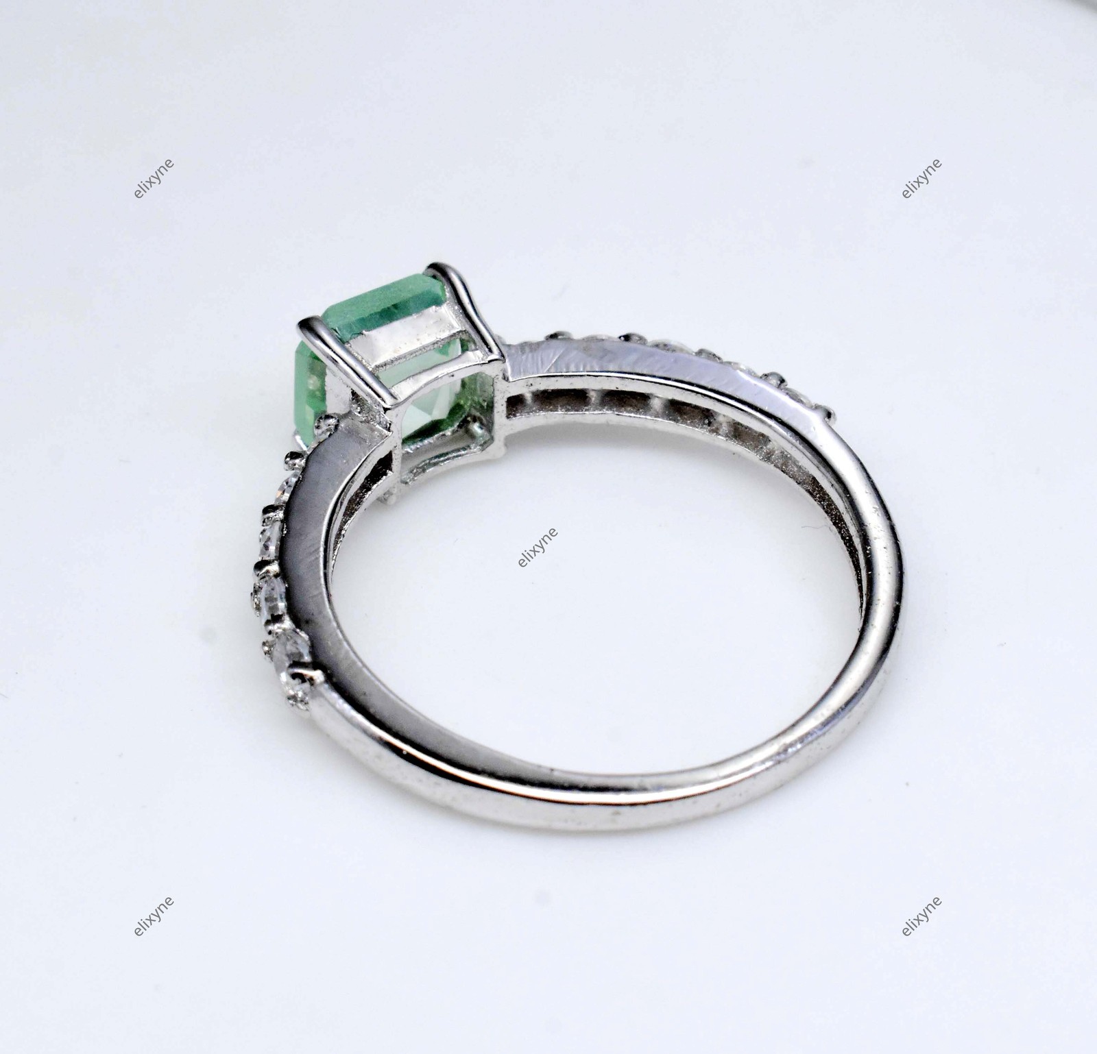925 Sterling Silver Natural Parti Sapphire & Zircon Studded Ring 2.53 Gram US 8