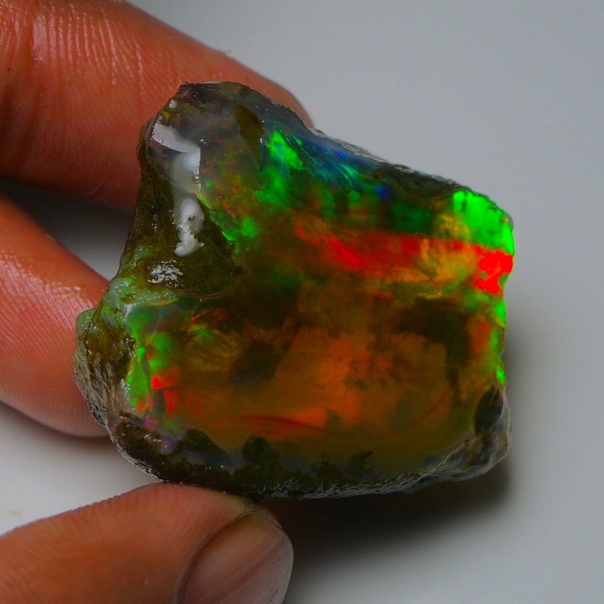 Ethiopian Oil Opal Specimen 87.55 cts Natural Rough Gemstone – Fire Opal Roug