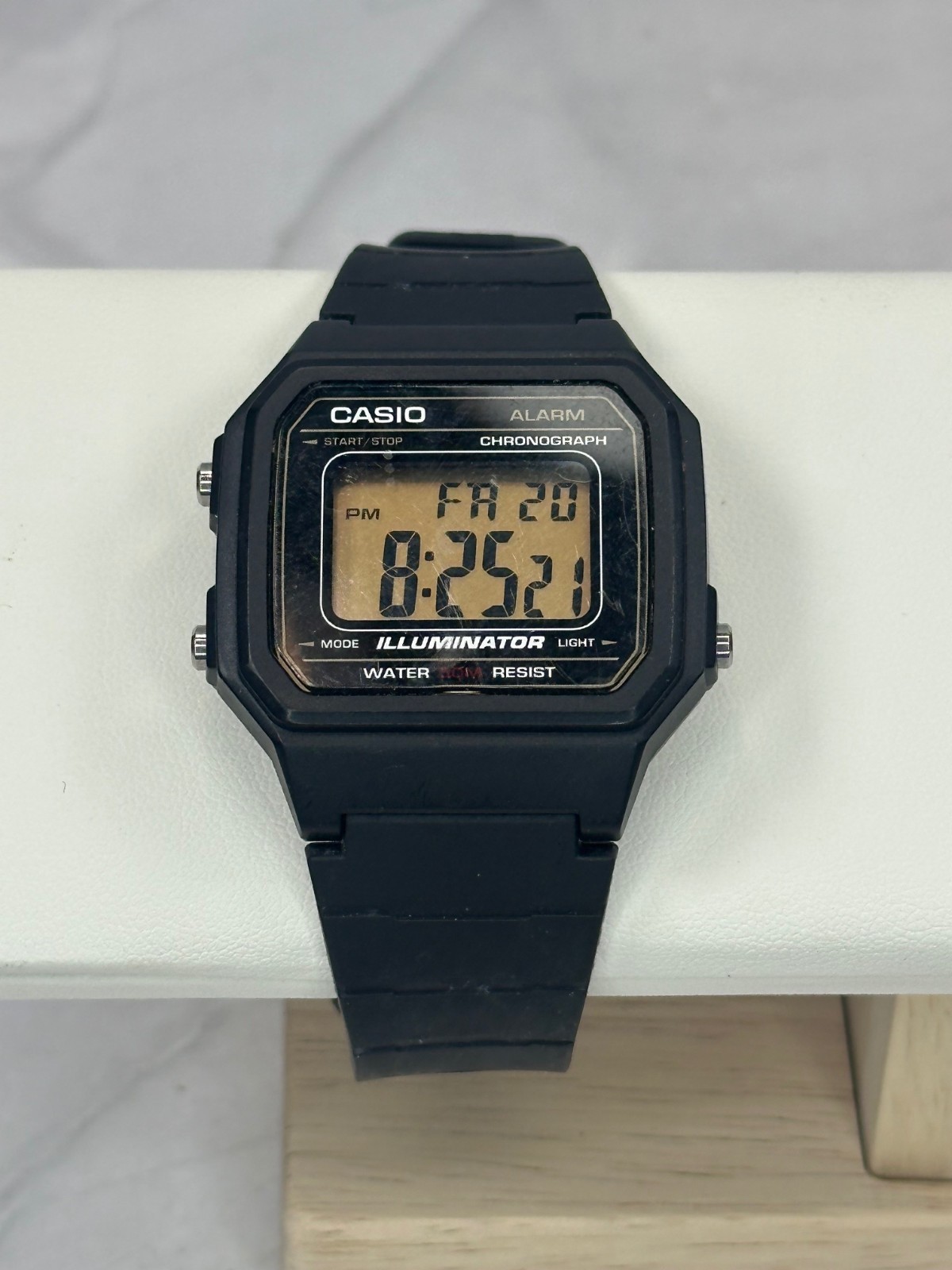 Vintage Mens Casio W217H-9AV Chronograph Watch Black Band Alarm Illuminator