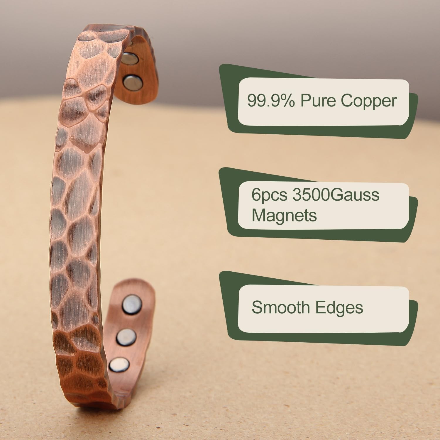 Copper Bracelet for Men and Women, 99.9% Solid Copper Magnetic Bracelets Adju…