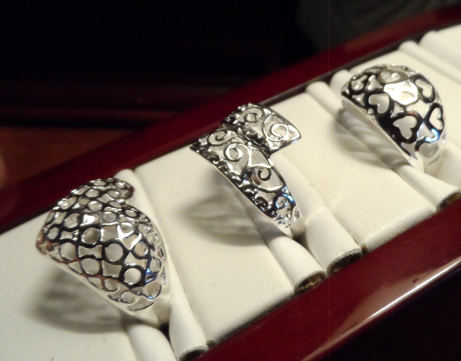 New FILIGREE HEART Ring 925 Silver sizes 7 7.5 8 8.5 bubble face Valentine Gift