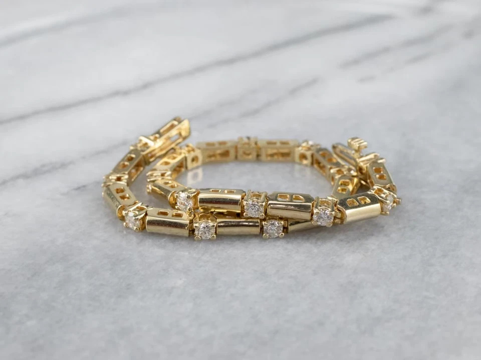 14K Yellow Gold Finish 4Ct Diamond Round Cut Lab Created Women’s Tennis Bracelet