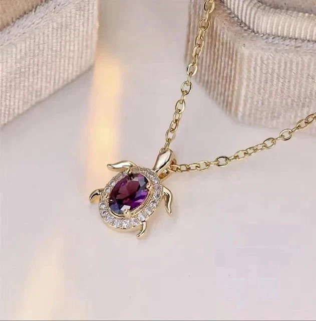 2Ct Oval Cut Simulated Amethyst Stunning Pendant Necklace 14K Yellow Gold Plated